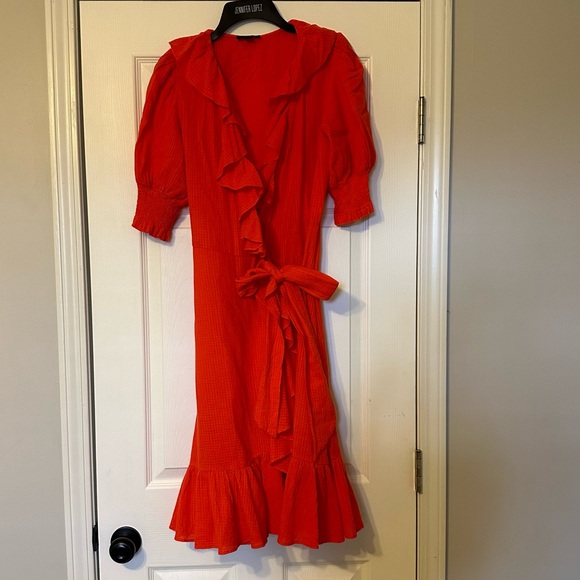 J. Crew Crinkle Ruffle Wrap Dress Size XS 100%
Cotton coral - Picture 3 of 9